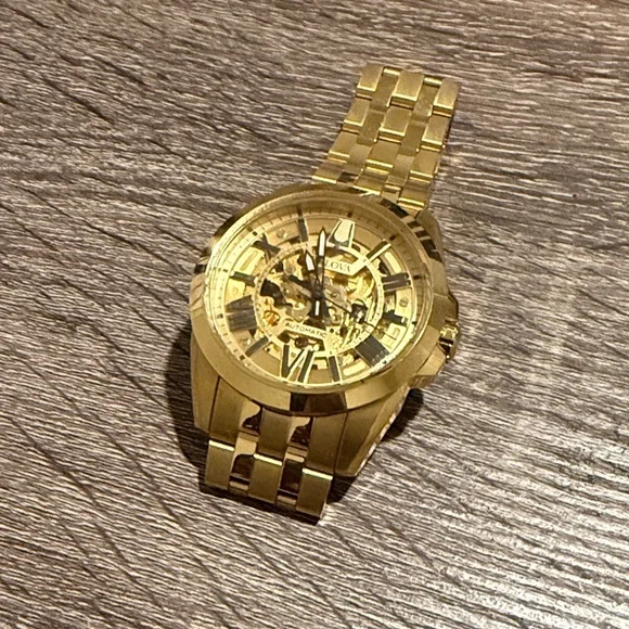 Bulova Gold Skeleton Dial Watch